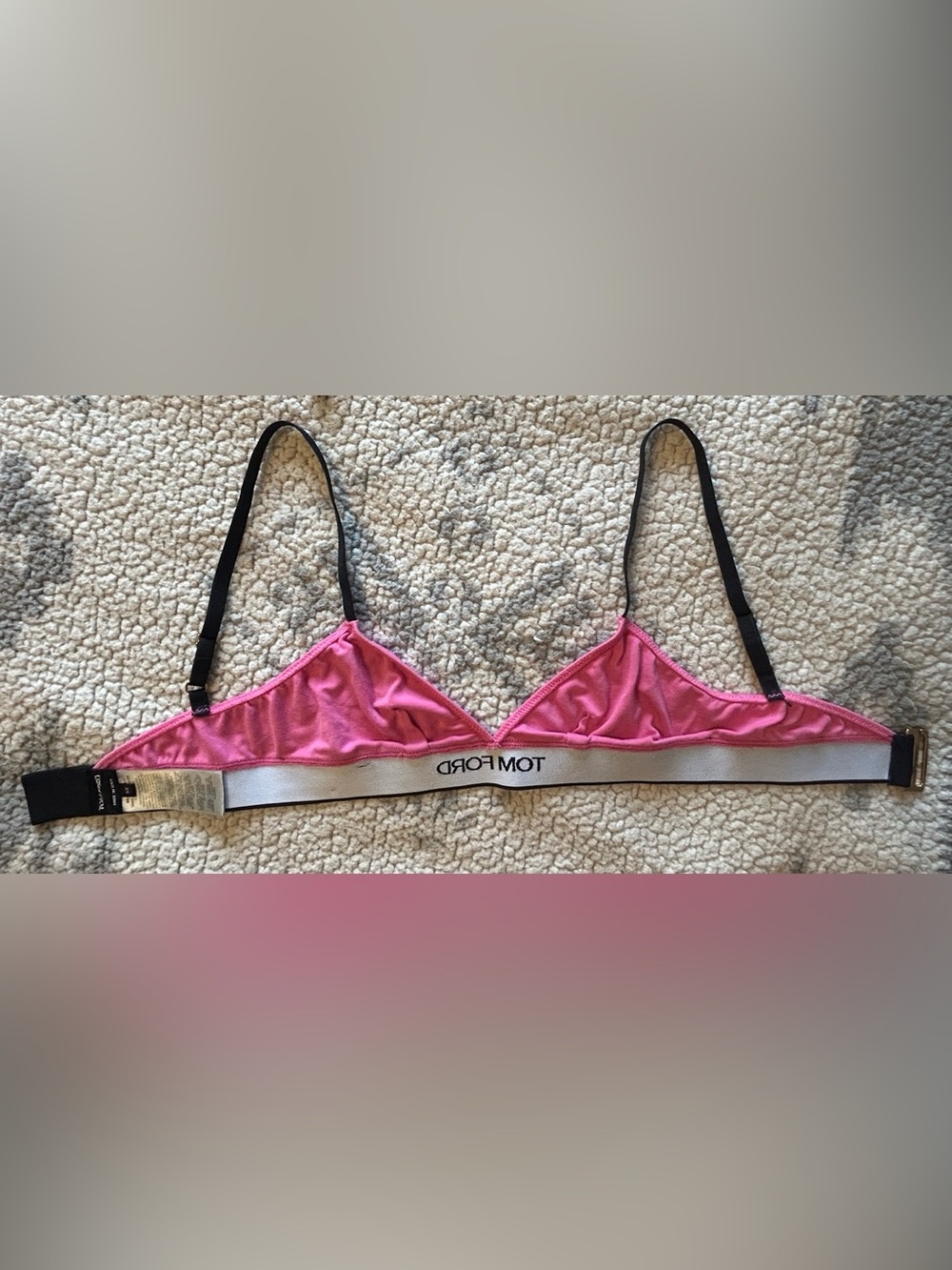 NEW TOM FORD Modal Signature Triangle Bra (Rosebloom) Pink & Black Bralette - Picture 13 of 14